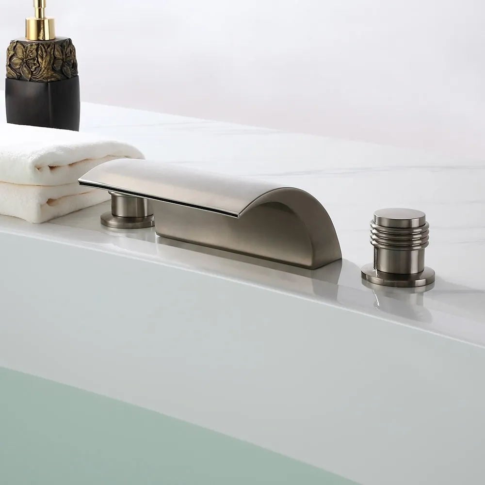HMR - Victoria Waterfall LED Double Handle Faucet in Brushed Nickel