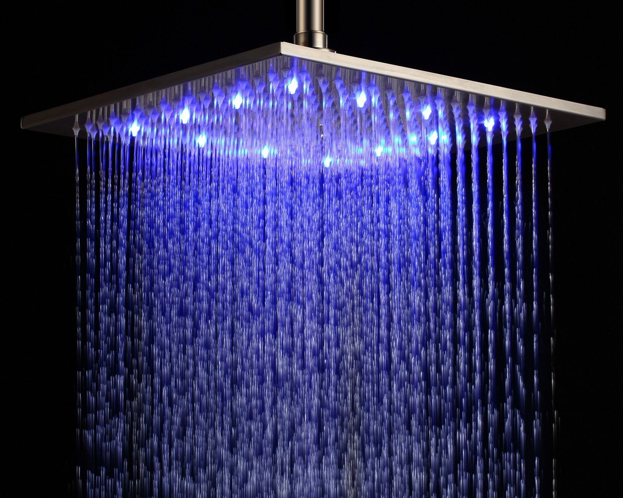 HMR - Modern 12" Square Ceiling Mount Rain Shower Head with LED