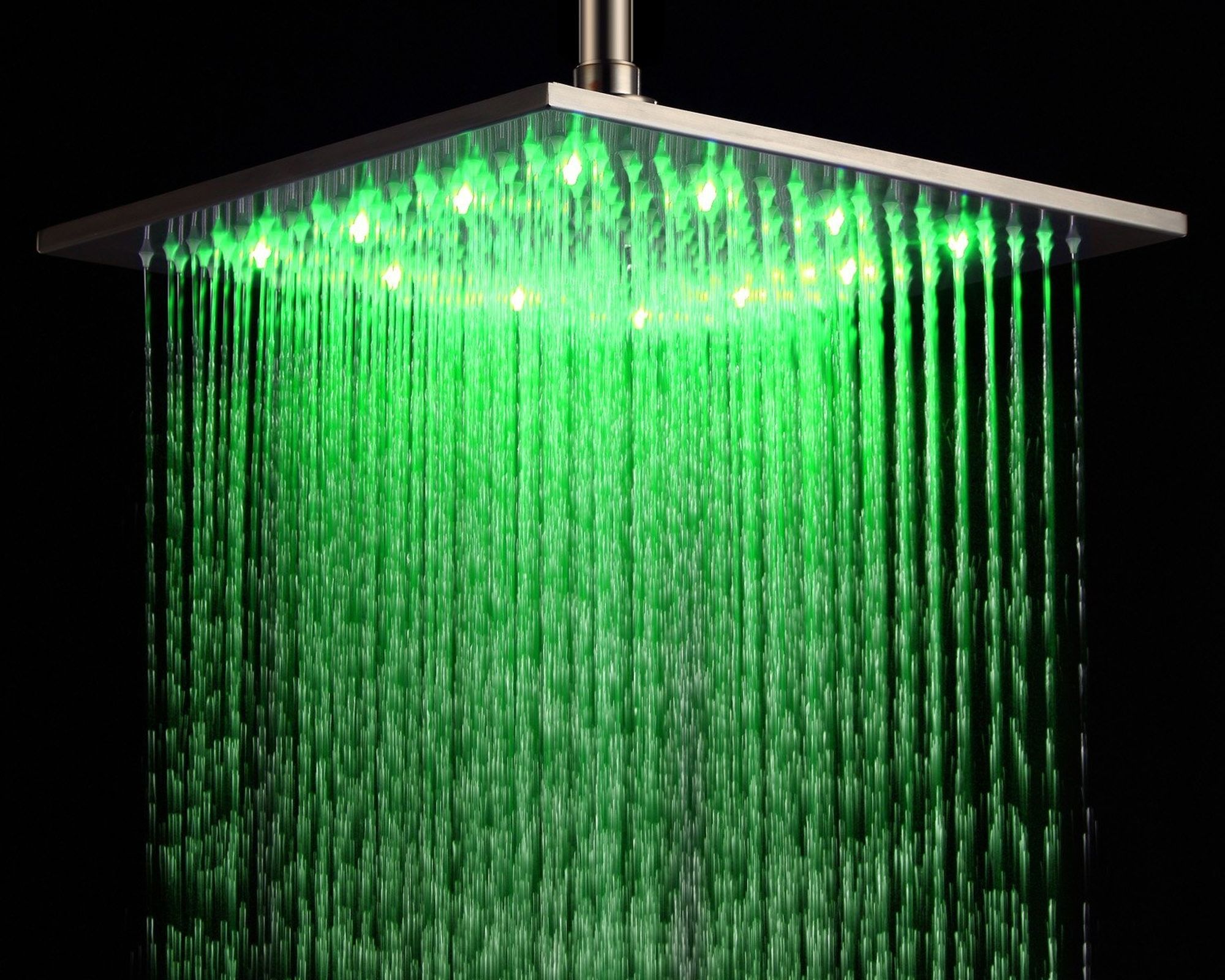 HMR - Modern 12" Square Ceiling Mount Rain Shower Head with LED