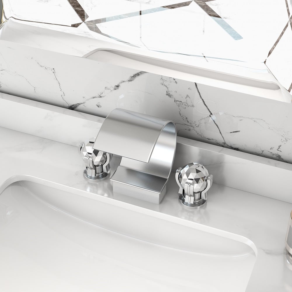HMR - 2 Crystal Handle Bathroom Sink Faucet in Chrome