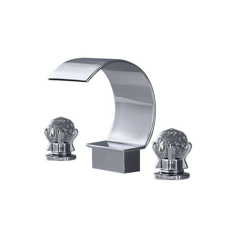 HMR - 2 Crystal Handle Bathroom Sink Faucet in Chrome