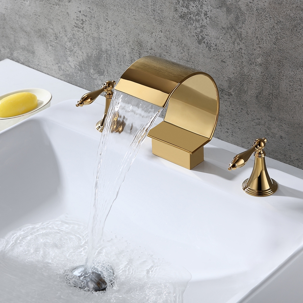 HMR - Lever Handle Bathroom Sink Faucet in Glistening Gold