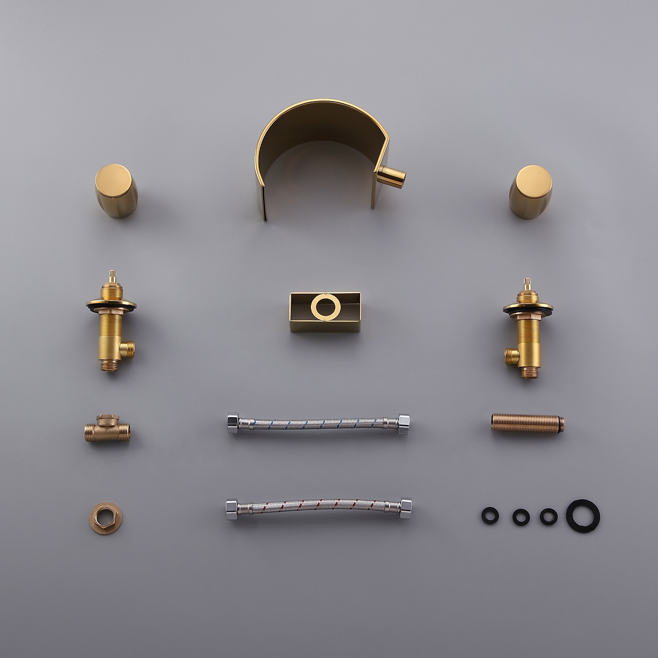 HMR - Waterfall 2-Handle Bathroom Sink Faucet Solid Brass in Gold