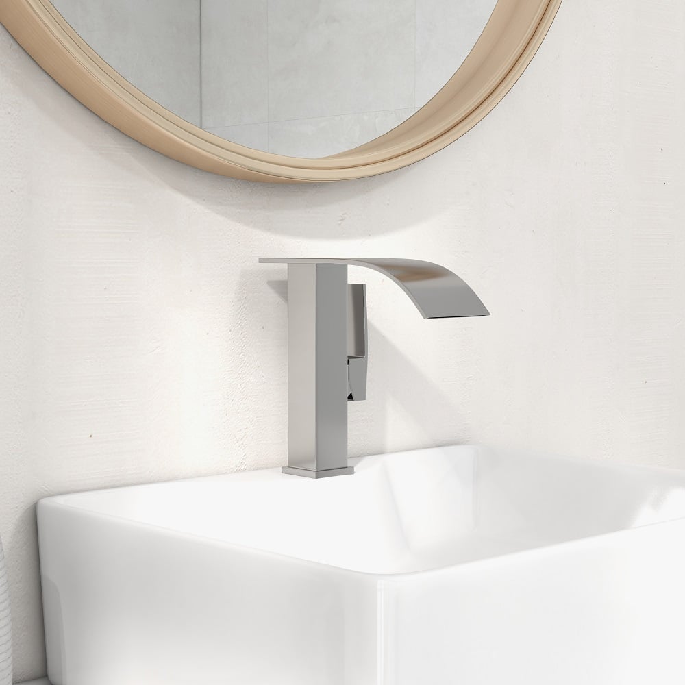 HMR - Milly Single Handle Waterfall Vessel Sink Faucet in Compression 3/8" Waterlines