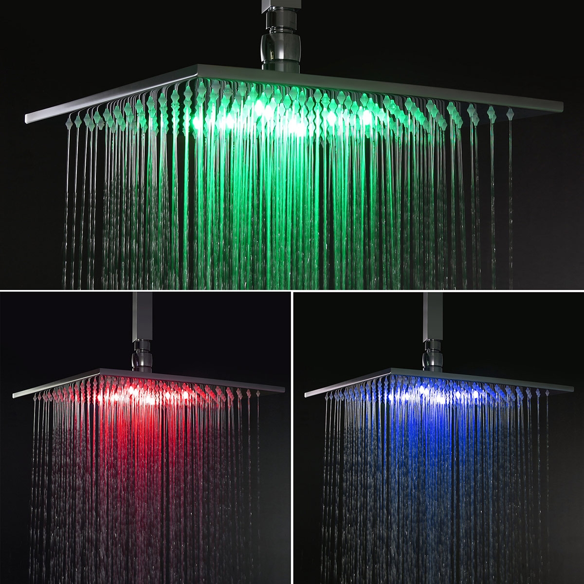 HMR - Ceiling Mounted Rain Shower System with Handheld Shower and 6 Body Sprays in with LED