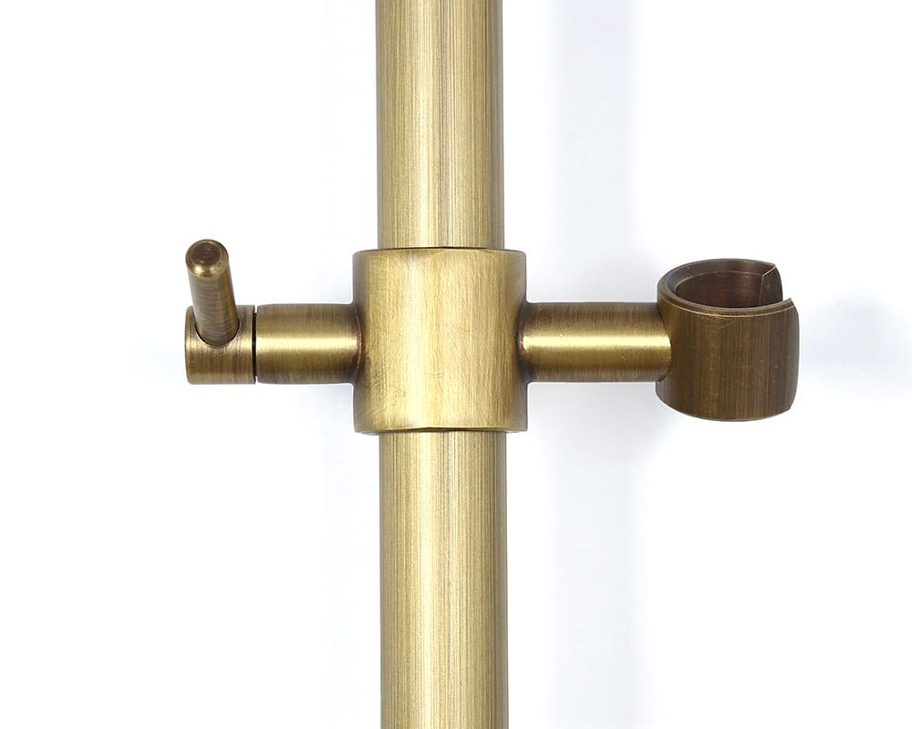 HMR - Antique Brass Exposed Wall Mount Shower System with 8" Rain Shower Head and Hand Shower