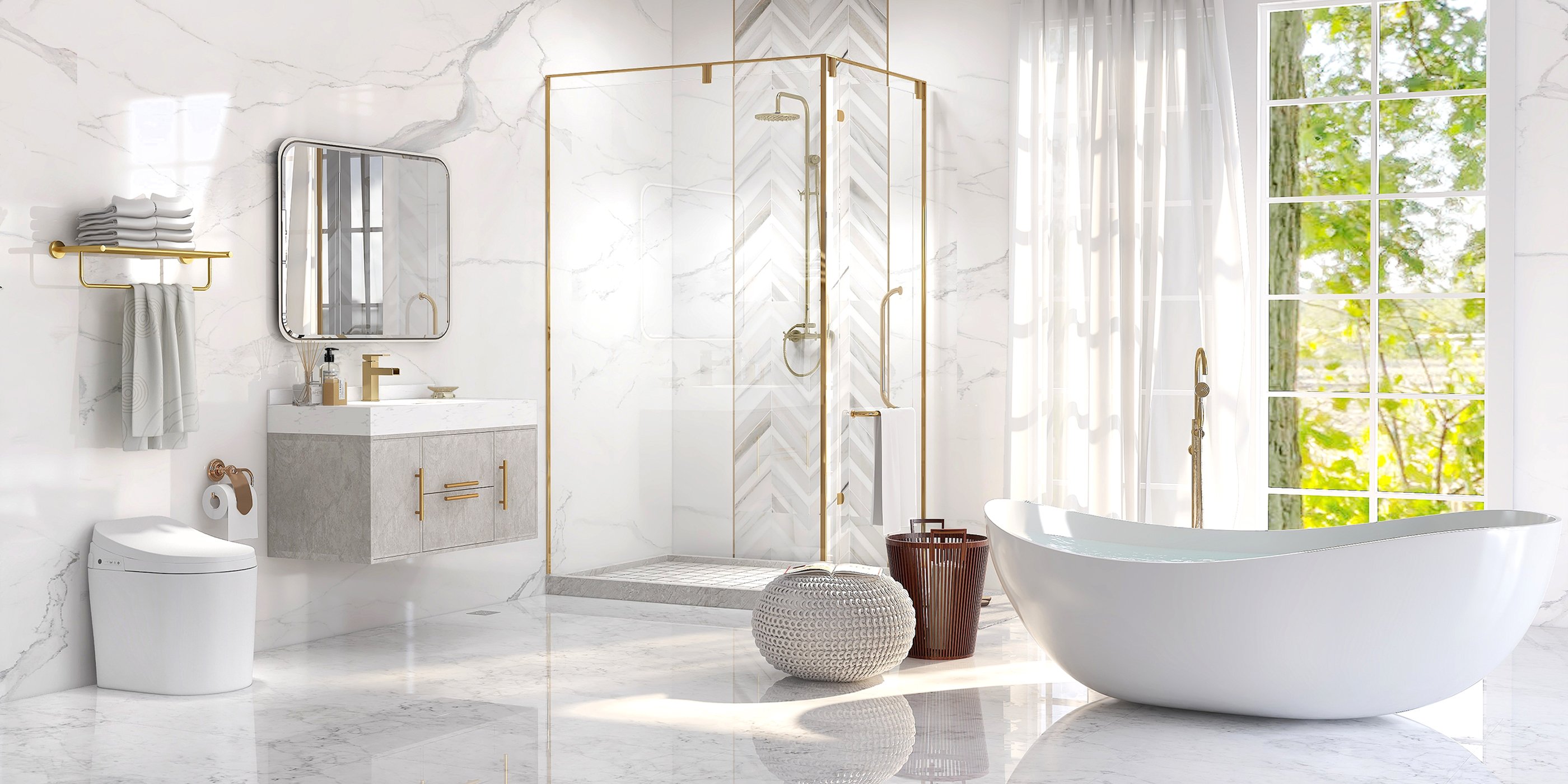 HMR - Two Handle Round Rainshower Shower Fixture in Antique Brass