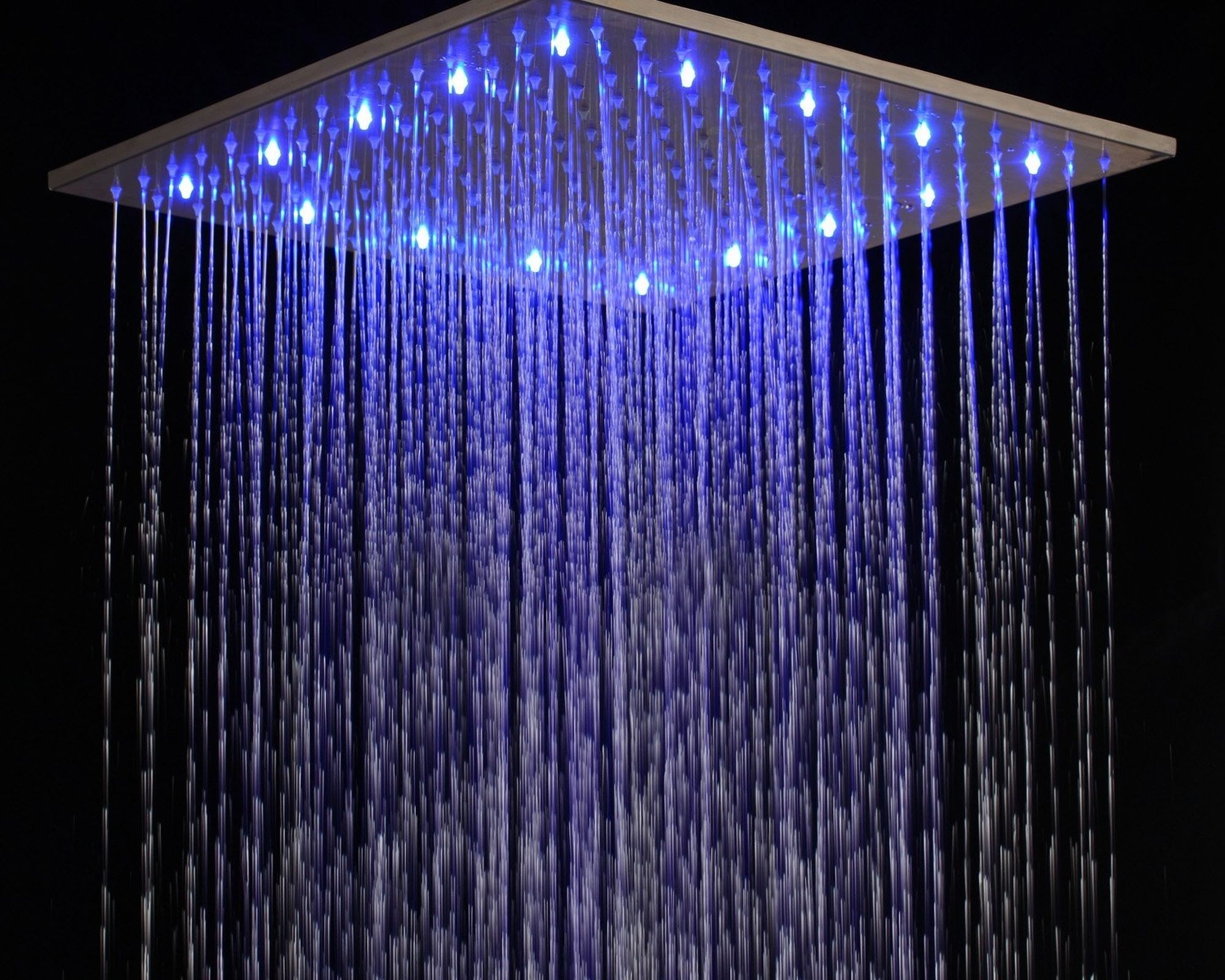 HMR - 16" LED Square Rain Showerhead in Brushed Nickel, Stainless Steel
