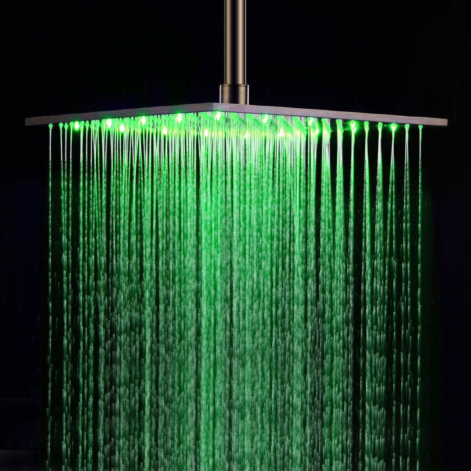 HMR - 16" LED Square Rain Showerhead in Brushed Nickel, Stainless Steel