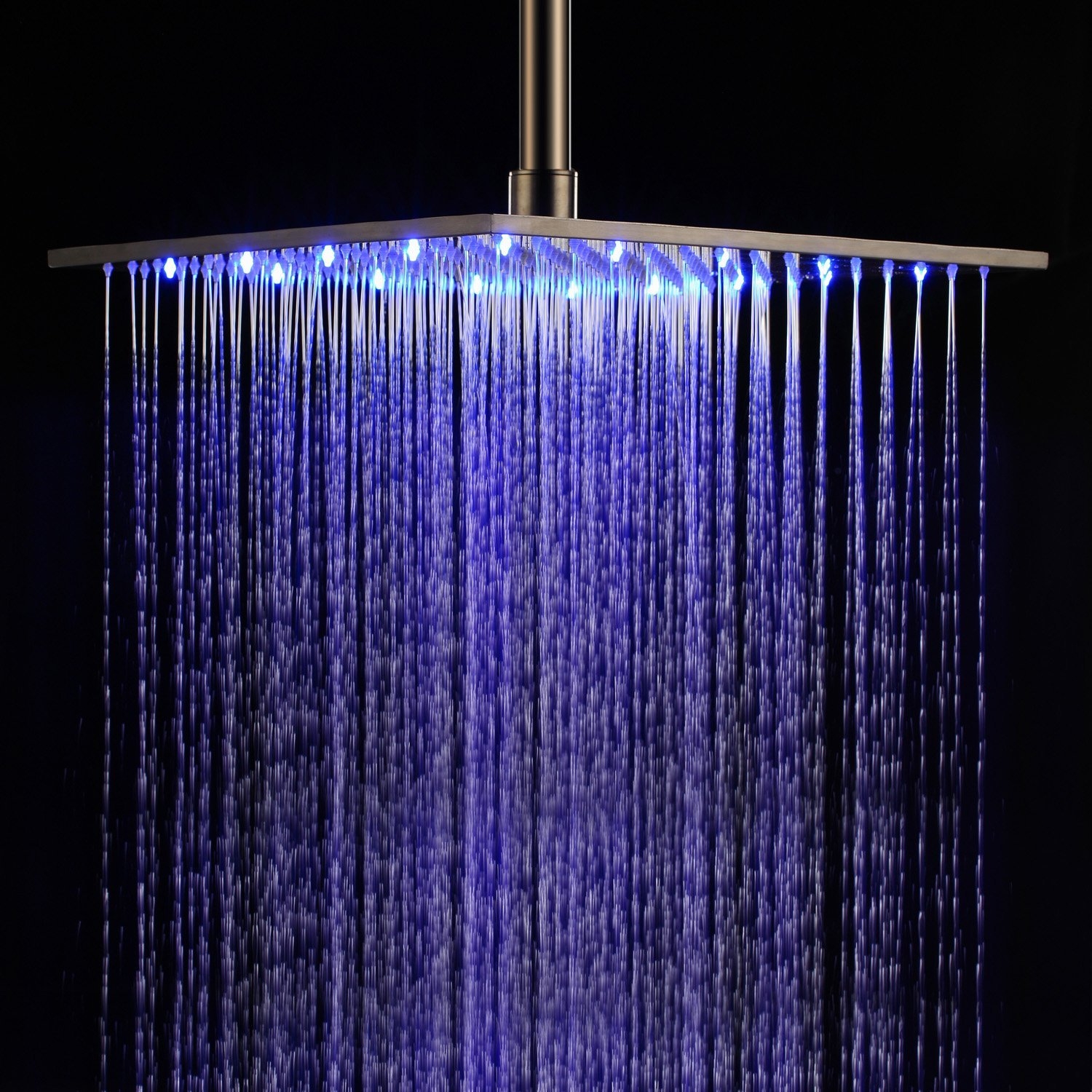 HMR - 16" LED Square Rain Showerhead in Brushed Nickel, Stainless Steel
