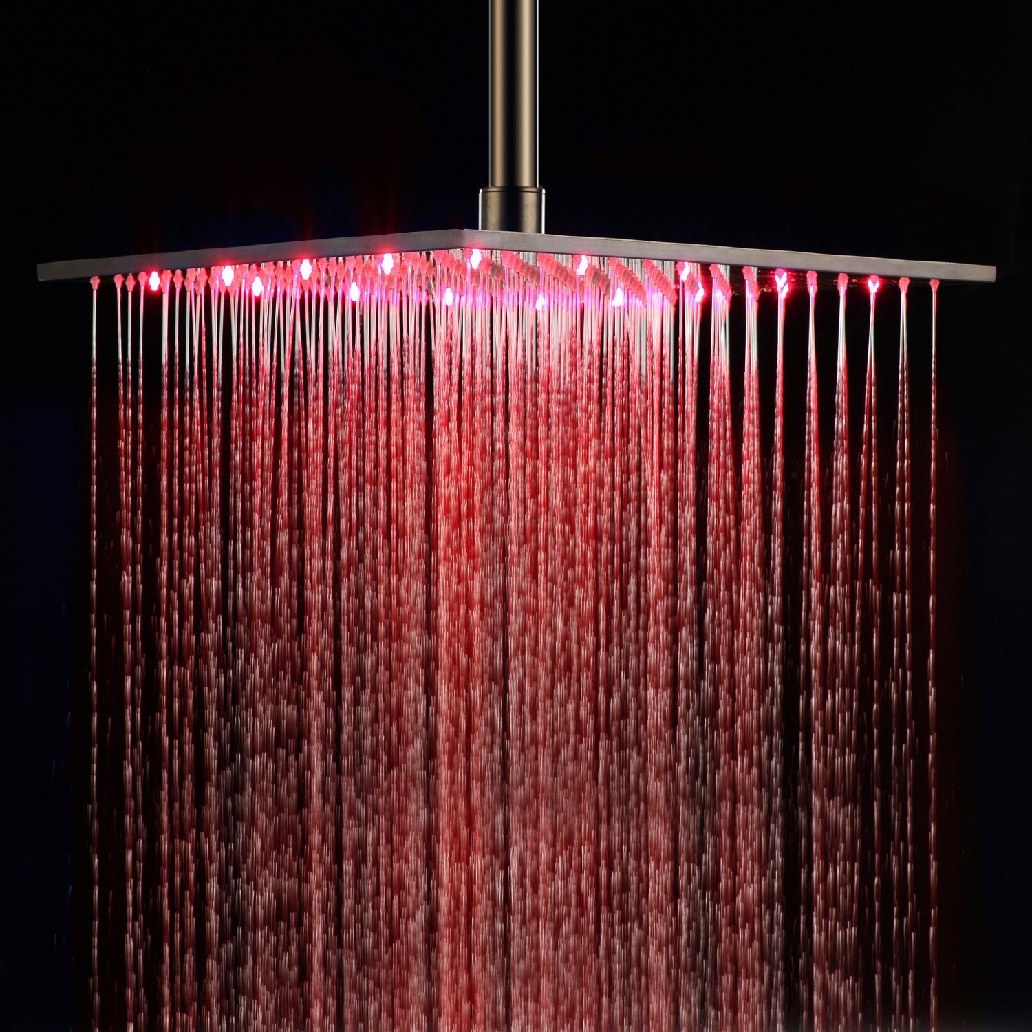 HMR - 16" LED Square Rain Showerhead in Brushed Nickel, Stainless Steel