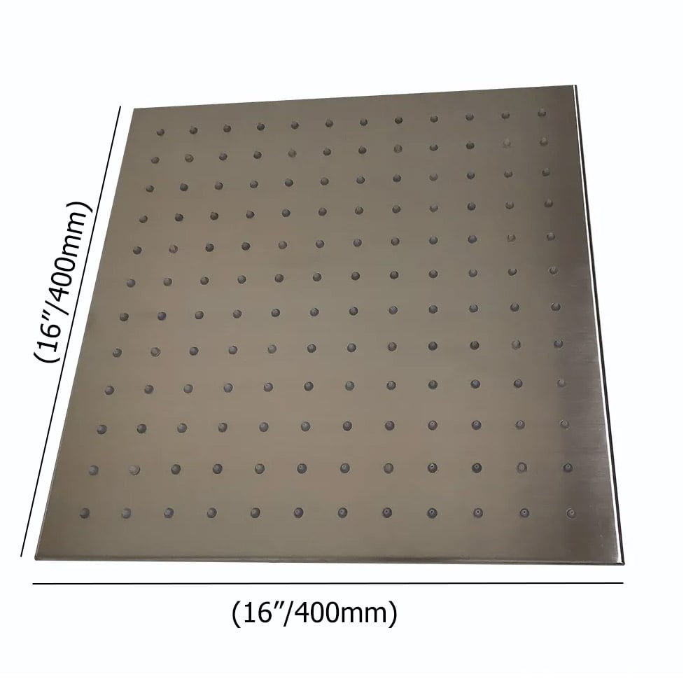 HMR - 16" LED Square Rain Showerhead in Brushed Nickel, Stainless Steel