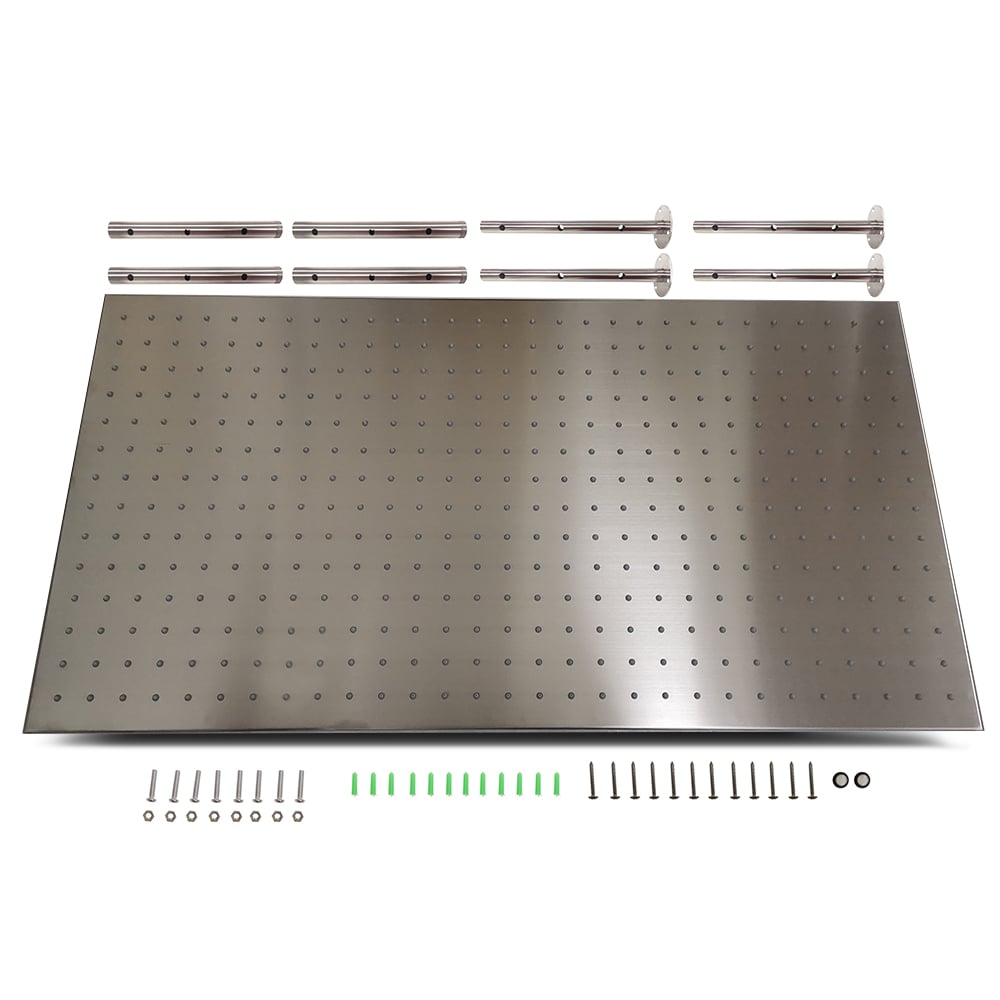 HMR Modern Luxurious 20"x40" Ceiling Mounted Rain Shower Head with LED - Brushed Nickel, Stainless Steel