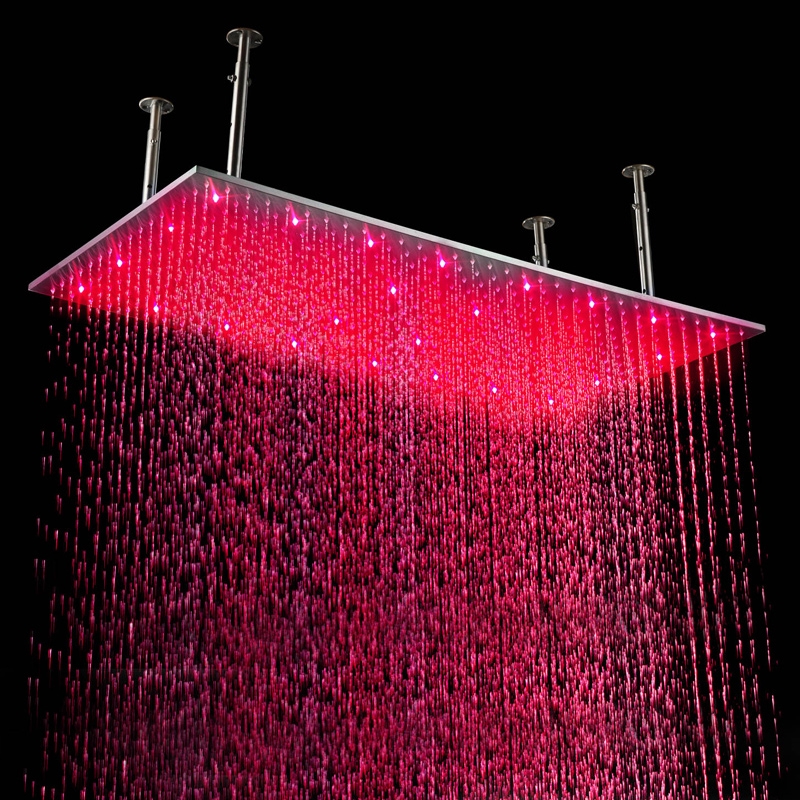 HMR - LED Stainless Steel Rectangle Ceiling Shower Head in 20"W x 40"L, Chrome