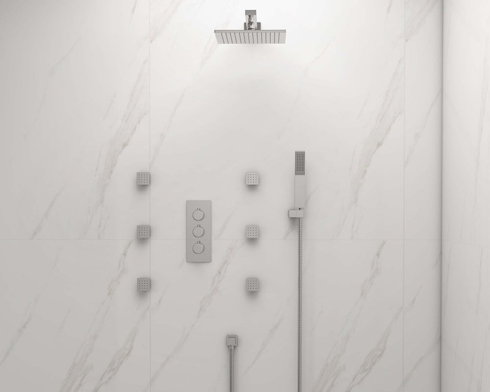HMR - Wall Mount LED Thermostatic Shower Set with Hand Shower & Body Spray Jets