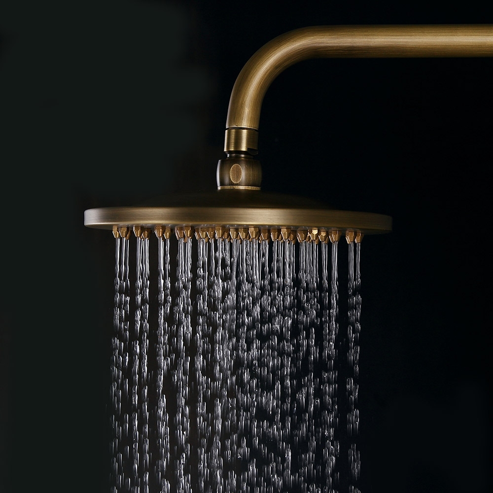 HMR - Rainfall Exposed Shower Fixture with Tub Spout in Antique Brass