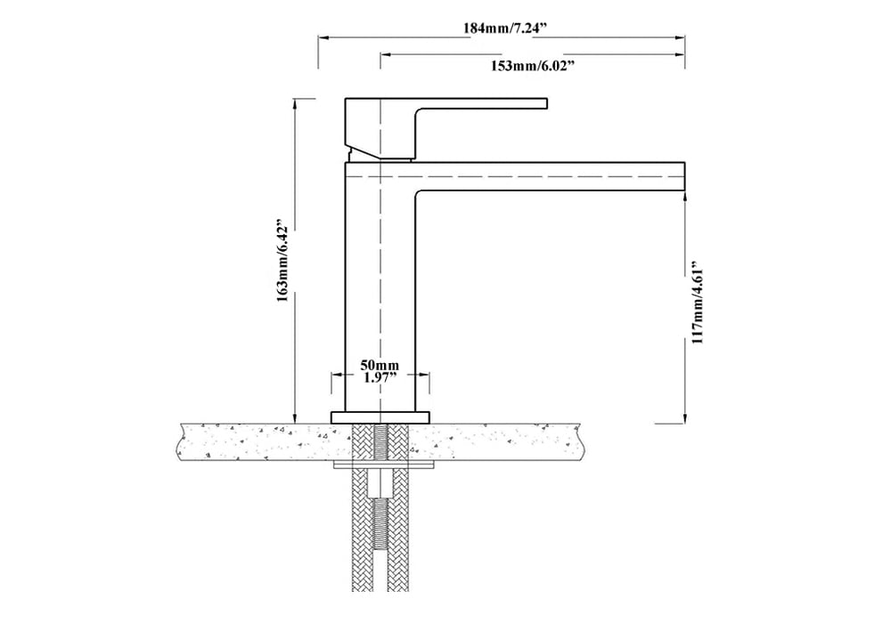 HMR - Single Hole Bathroom Sink Faucet Solid Brass in Polished Chrome