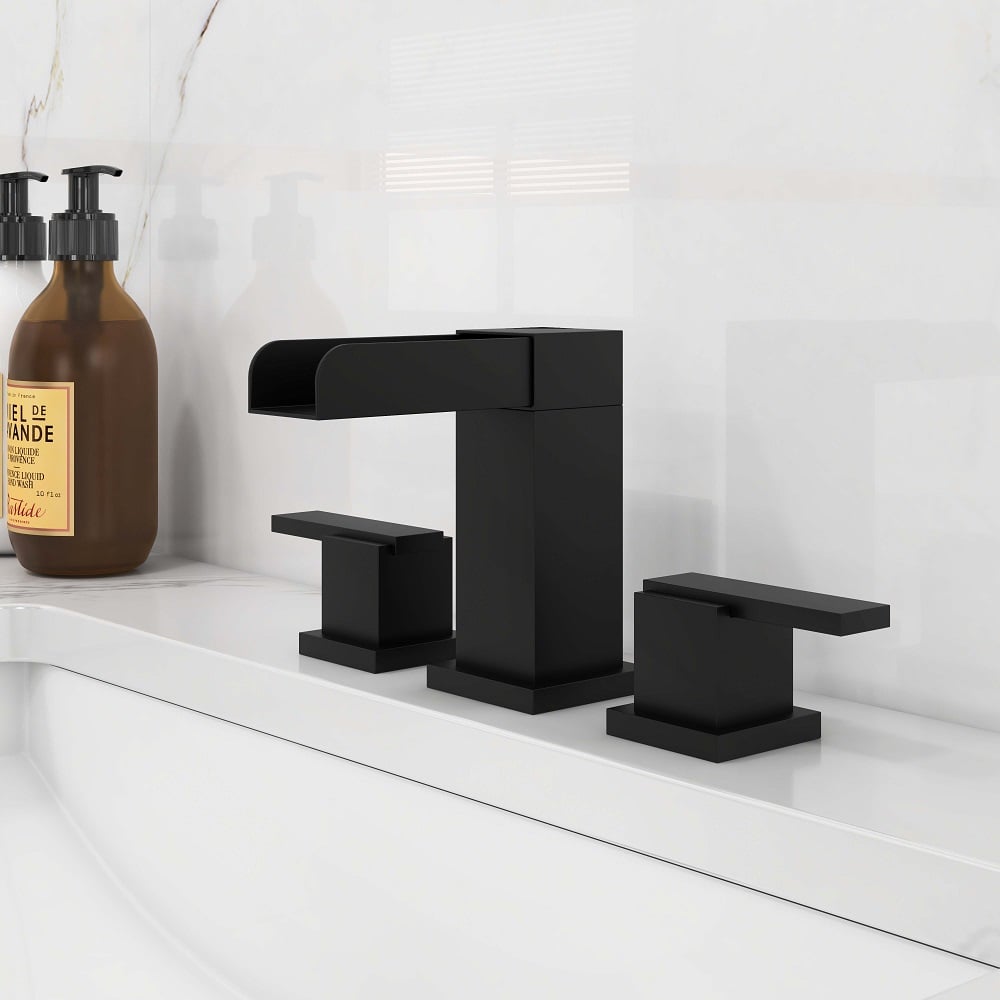 HMR - Double Handle Right-Angled Bathroom Sink Faucet in Matte Black