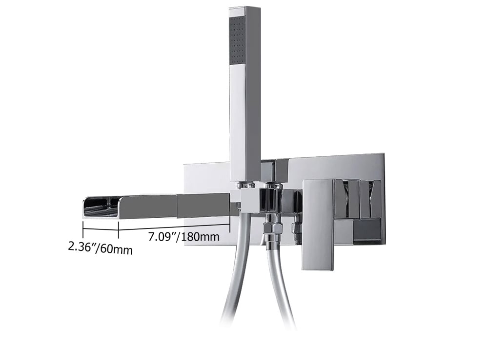 HMR - Mill Wall-Mount Tub Filler Faucet in Chrome, Solid Brass