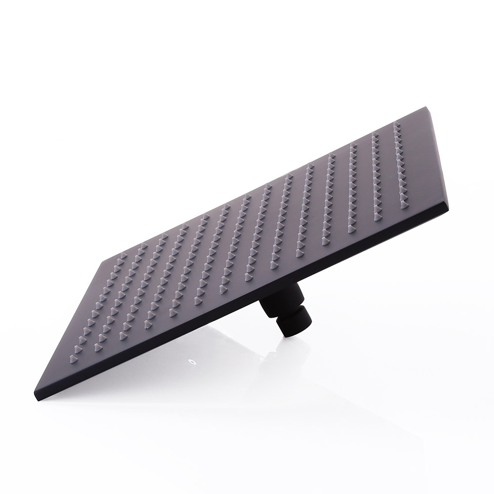 HMR Modern 12" Rainfall Square Bathroom Rain Shower Head - Matte Black