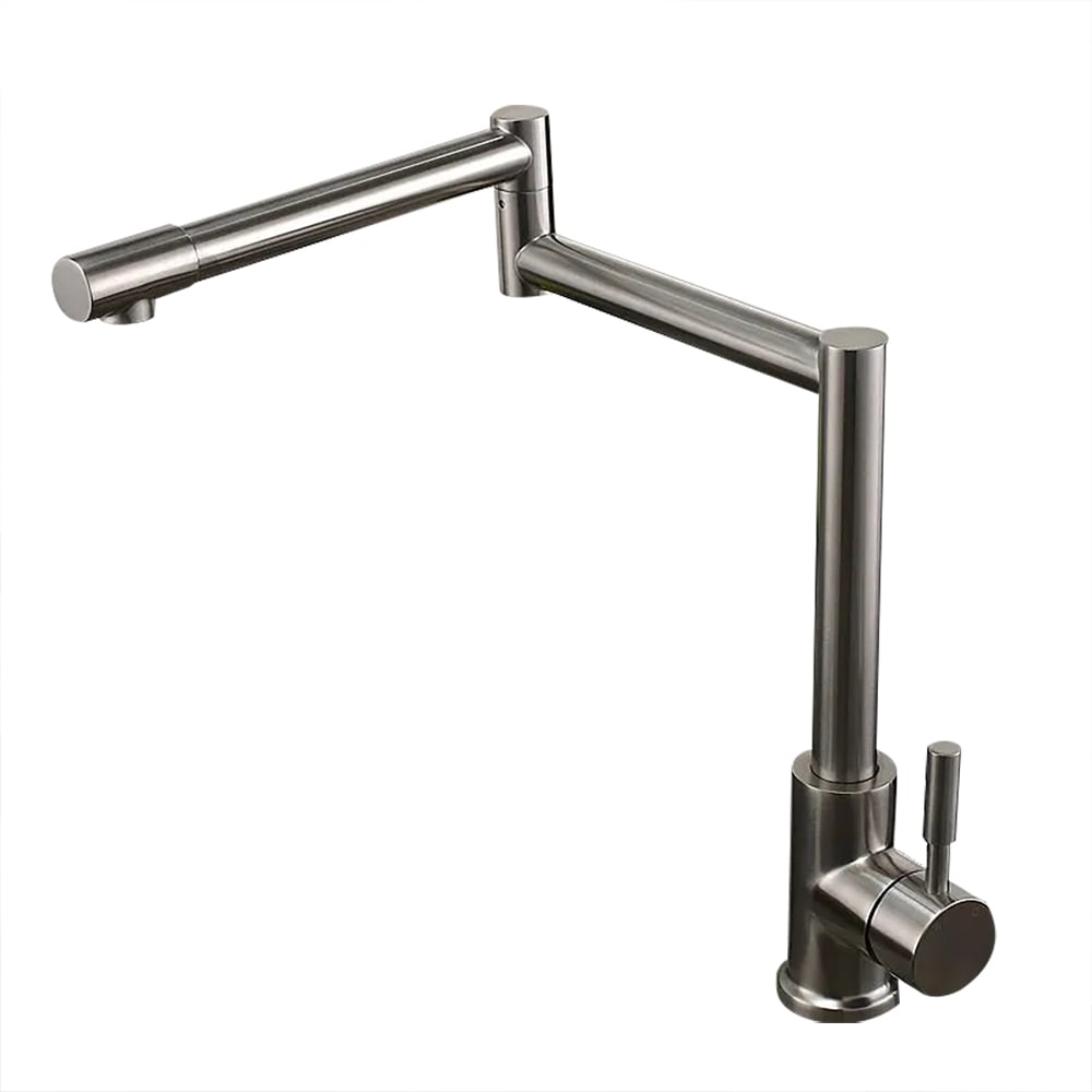 HMR - Brushed Deck-Mount Retractable Pot Filler Kitchen Faucet in Brushed Nickel
