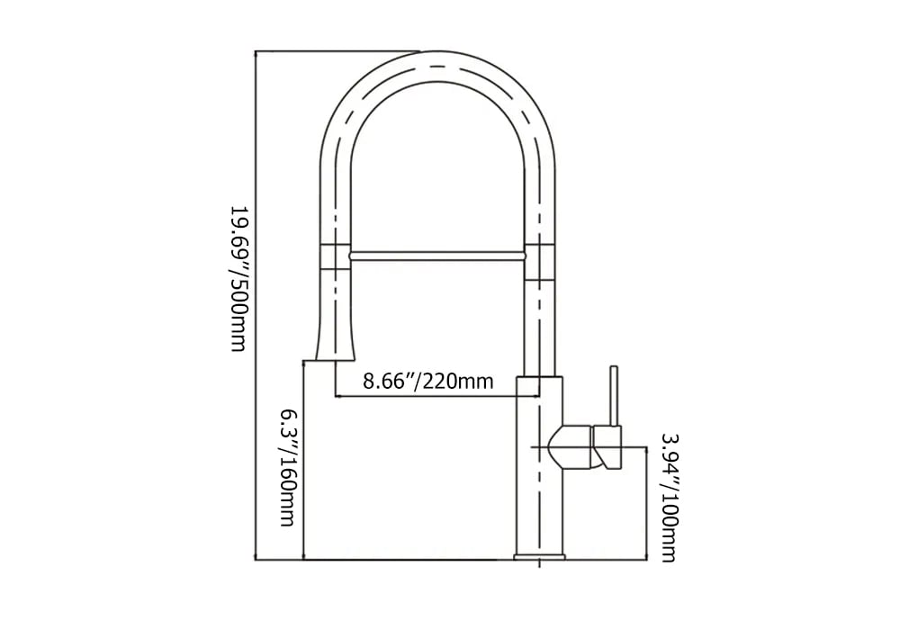 HMR - Single Handle Solid Brass Pull-Down Spray Kitchen Faucet in White