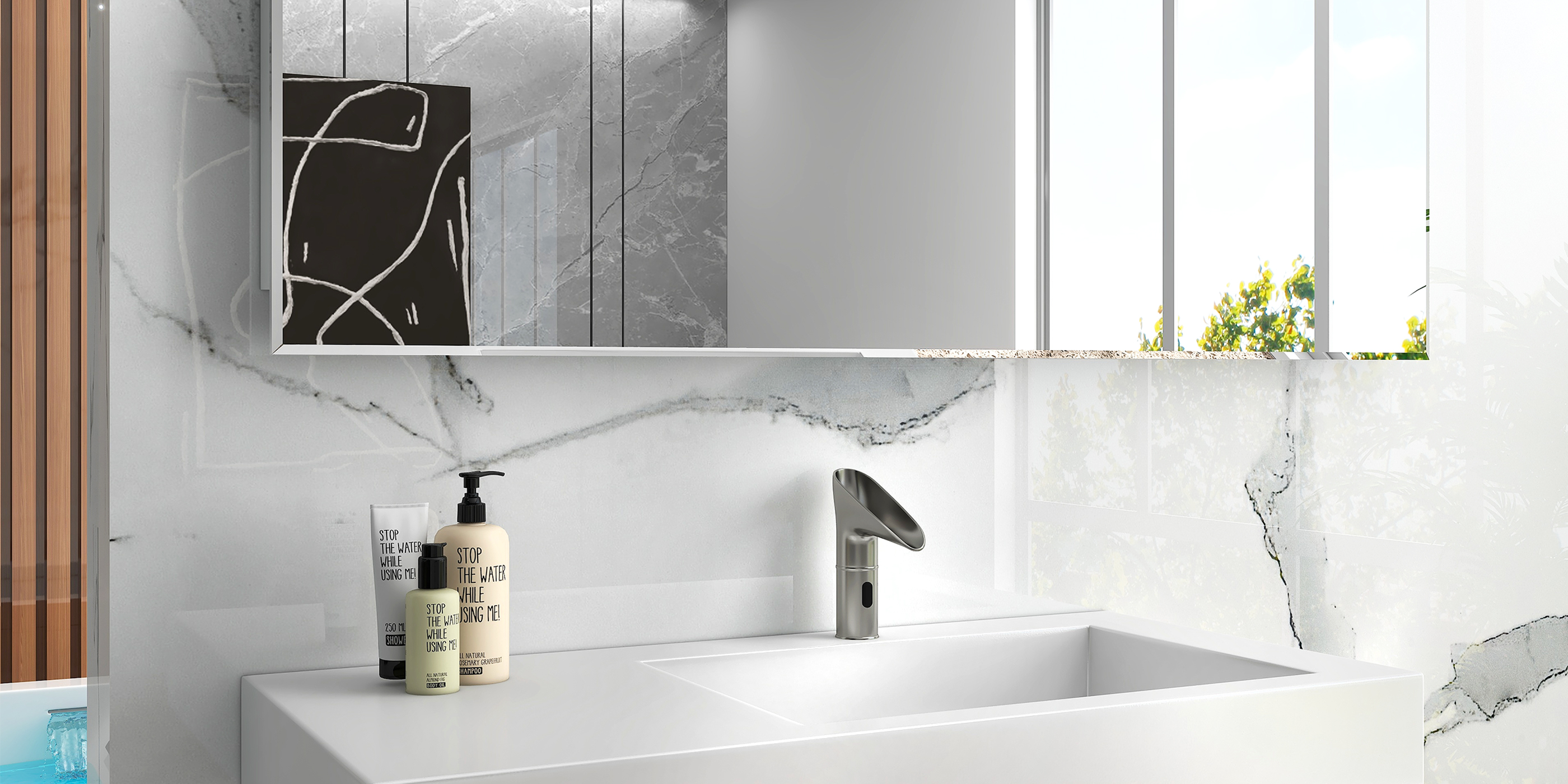 HMR - Single Hole Touchless Electronic Bathroom Sink Faucet with LED in Brushed Nickel