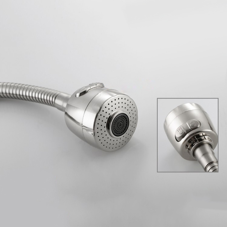 HMR - Brushed Wall-Mounted Stainless Steel Kitchen Faucet with Dual Function Sprayer in Brushed Nickel