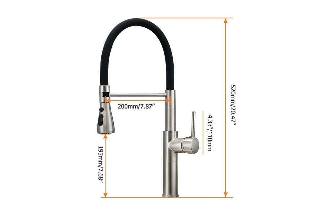 HMR - Contemporary Pull-Out Single Hole 1-Handle Faucet Spout in Brushed Nickel