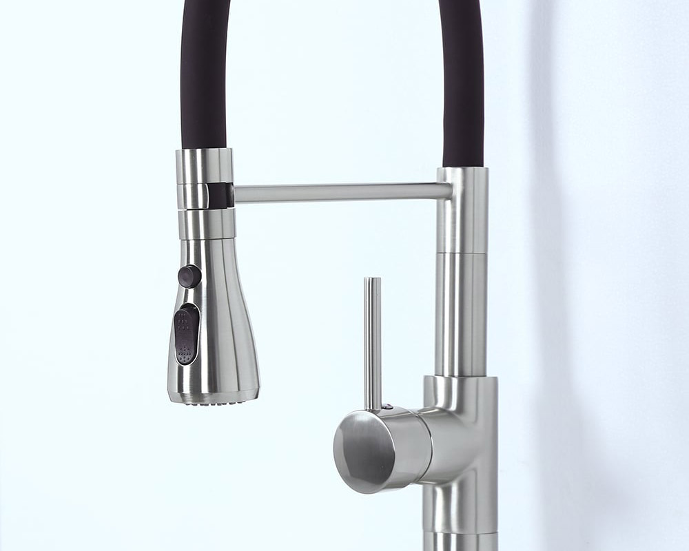 HMR - Contemporary Pull-Out Single Hole 1-Handle Faucet Spout in Brushed Nickel