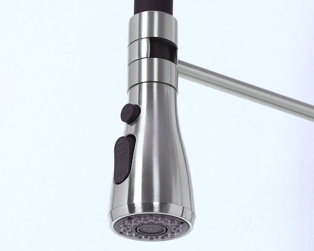 HMR - Contemporary Pull-Out Single Hole 1-Handle Faucet Spout in Brushed Nickel