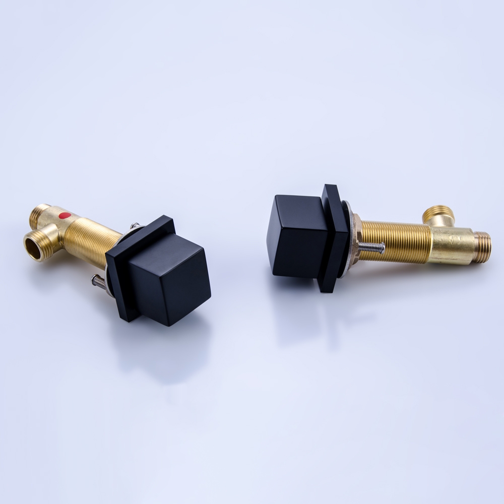 HMR - Vland Double Handles Right-Angle Sink Faucet in Matte Black, Brass