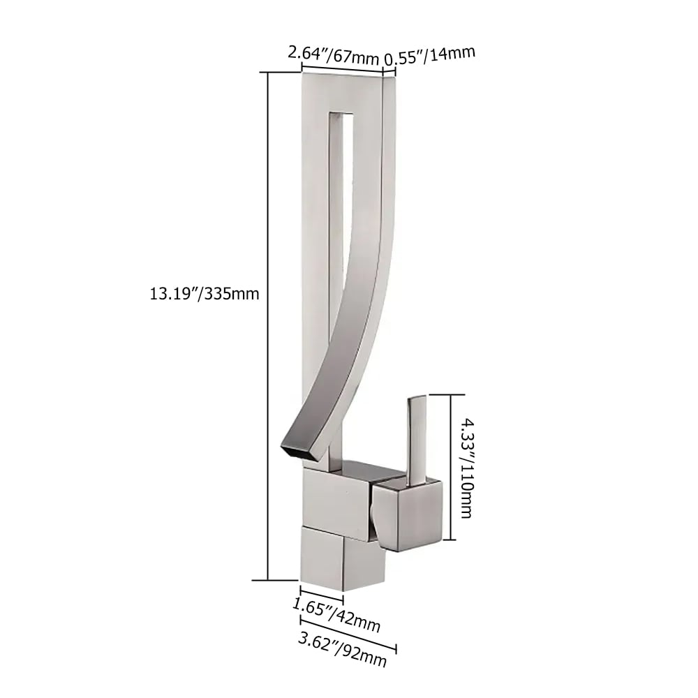 HMR Modern Single Handle 1-Hole Bathroom Sink Faucet with Waterfall Spout Brass - Brushed Nickel