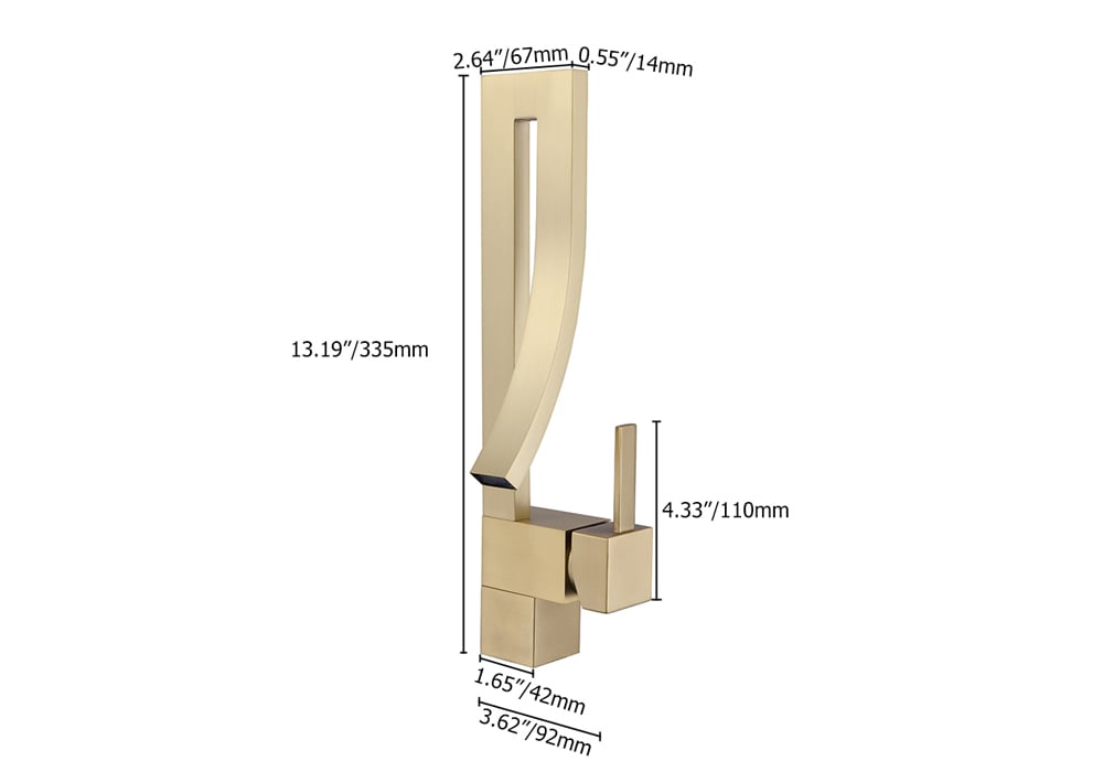 HMR Modern Single Handle 1-Hole Bathroom Sink Faucet with Waterfall Spout Brass - Brushed Gold
