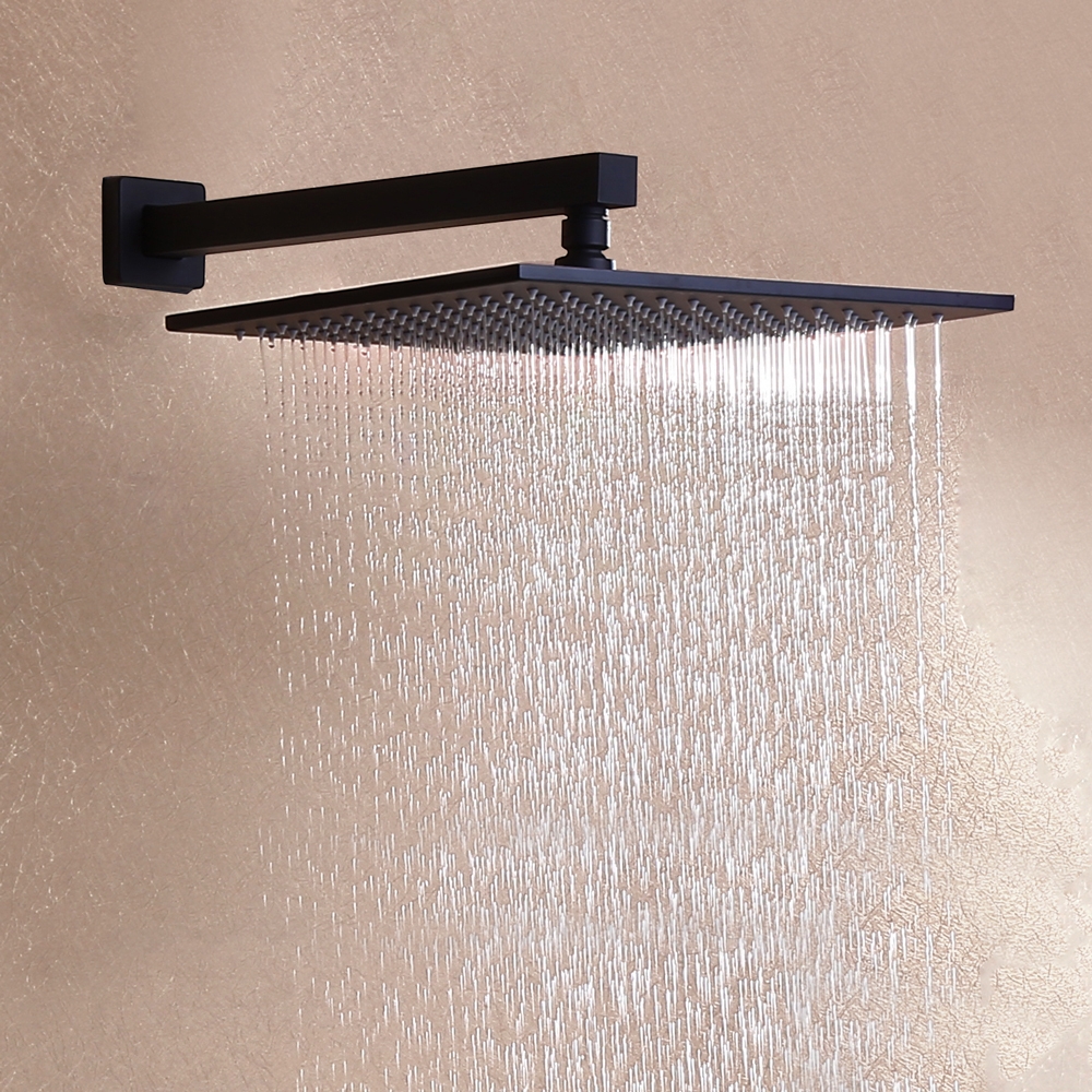 HMR Modern Thermostatic Showerhead & Handheld Shower with Six Body Spray Jets - Black