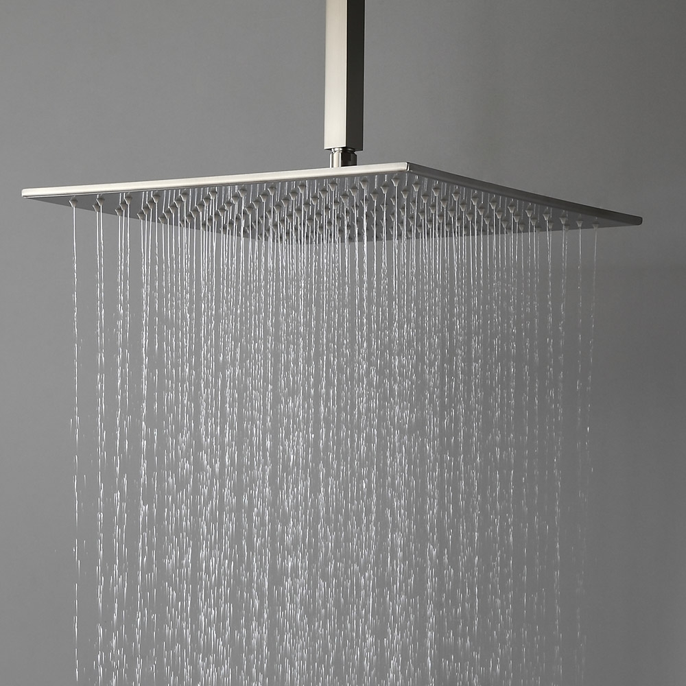 HMR - Square Ceiling-Mount Shower Head with 6 Body Sprays and Wall Mounted Handshower System in without LED