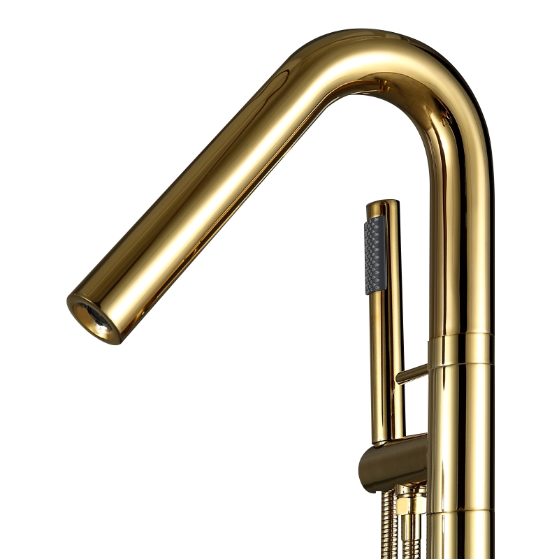 HMR - Freestanding Tub Faucet Floor Mounted Tub Filler in Gold