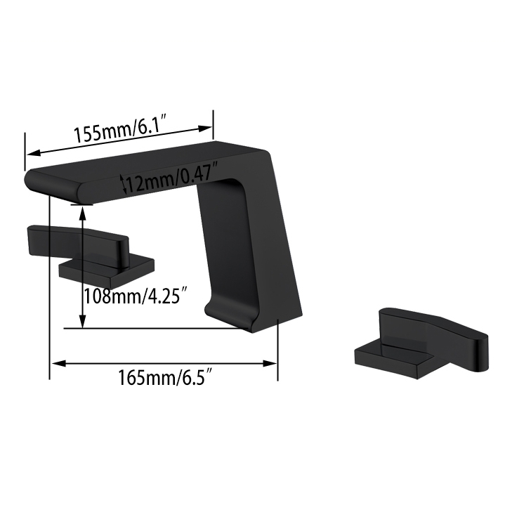 HMR - Rosa Waterfall Double-Handle Sink Faucet in Matte Black, Brass