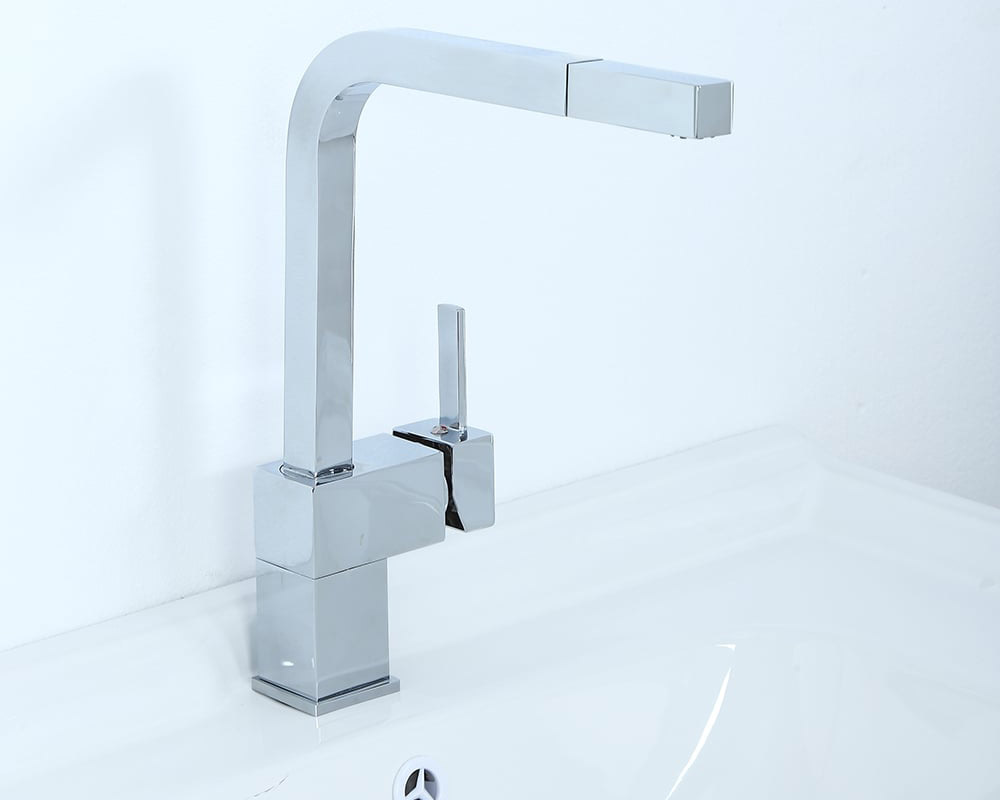 HMR Contemporary Pull-Out Brass Kitchen Faucet - Chrome