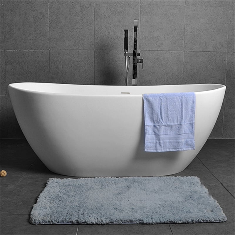 HMR - Freestanding Stone Resin Soaking Bathtub in Matte White