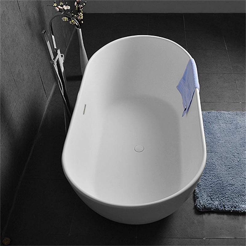 HMR - Freestanding Stone Resin Soaking Bathtub in Matte White