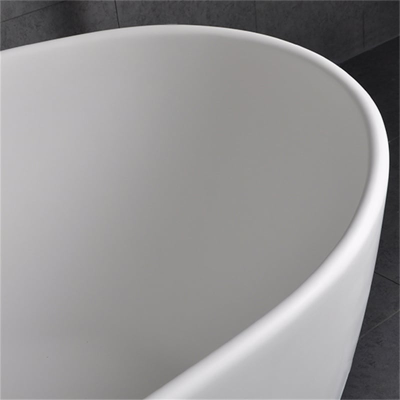 HMR - Freestanding Stone Resin Soaking Bathtub in Matte White