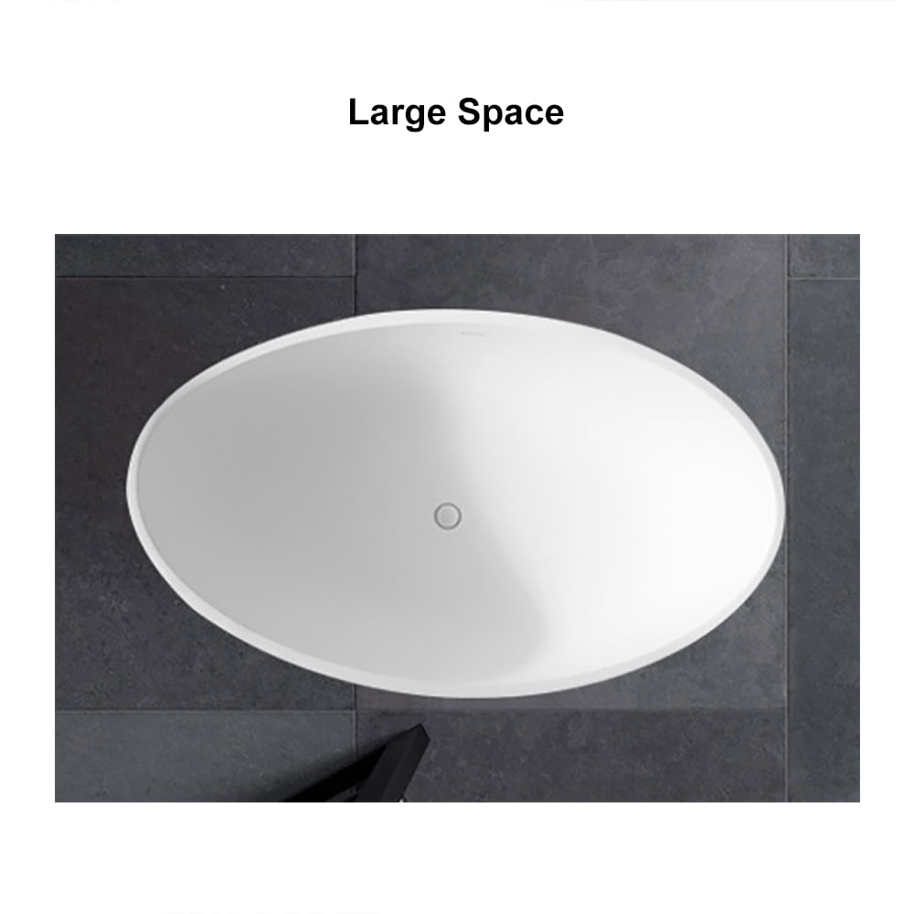 HMR 70" Modern Oval Freestanding Stone Resin Soaking Bathtub - Matte White