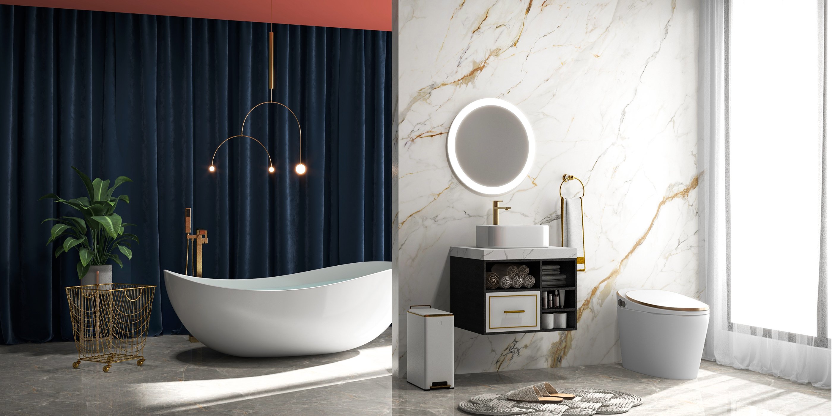 HMR 70" Modern Oval Freestanding Stone Resin Soaking Bathtub - Matte White