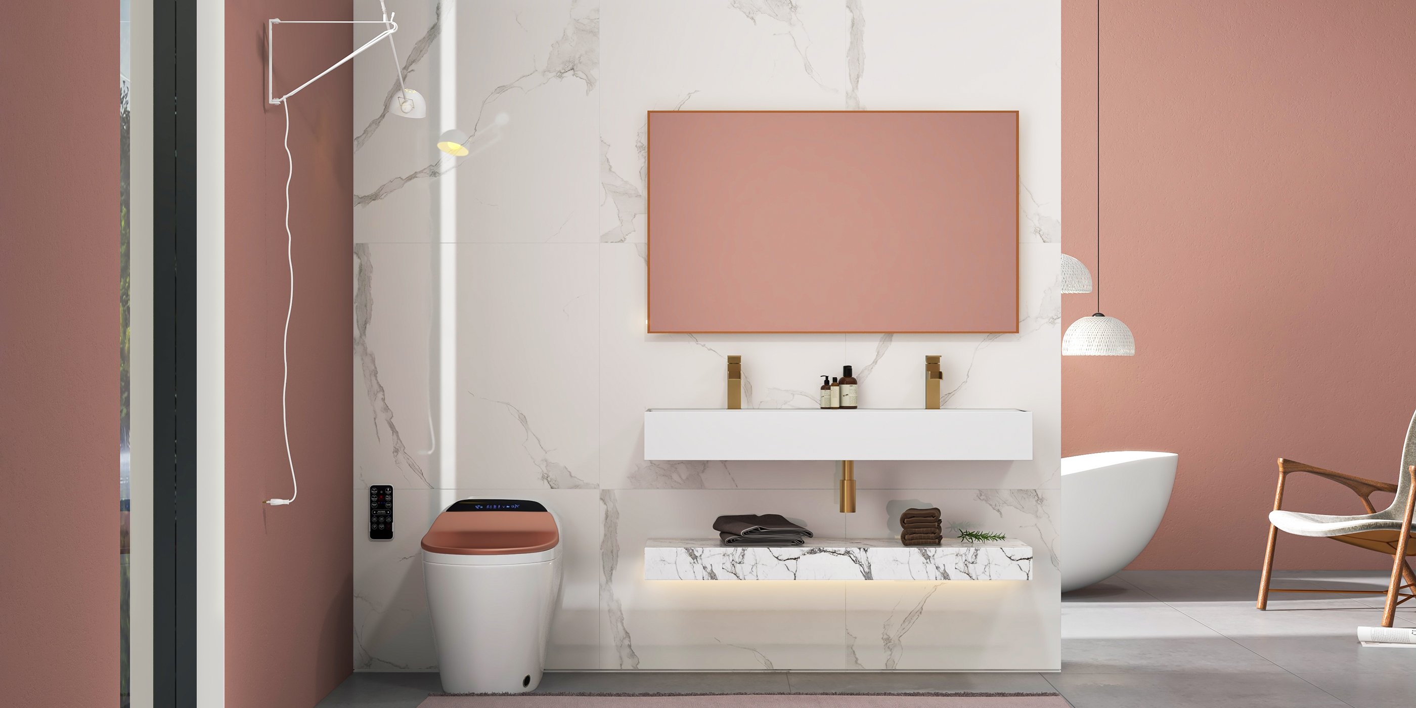 HMR 70" Modern Oval Freestanding Stone Resin Soaking Bathtub - Matte White