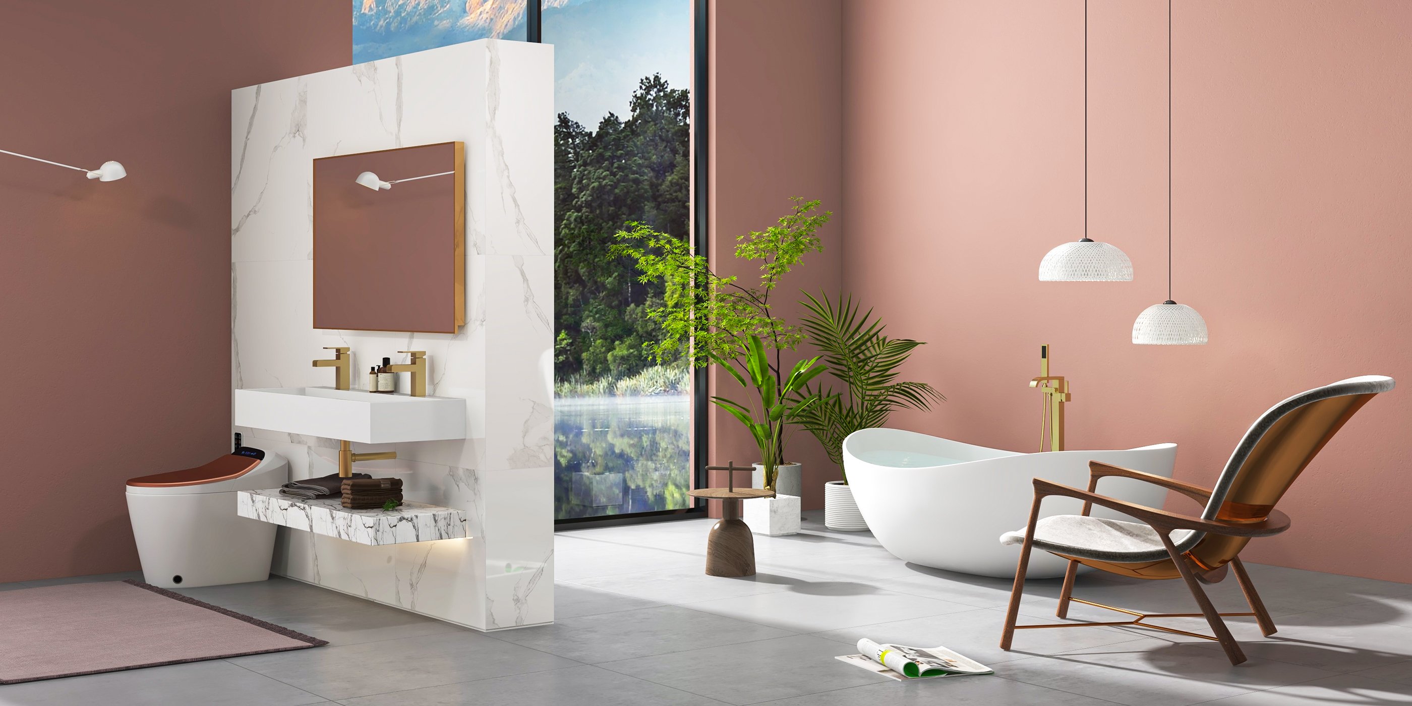 HMR 70" Modern Oval Freestanding Stone Resin Soaking Bathtub - Matte White