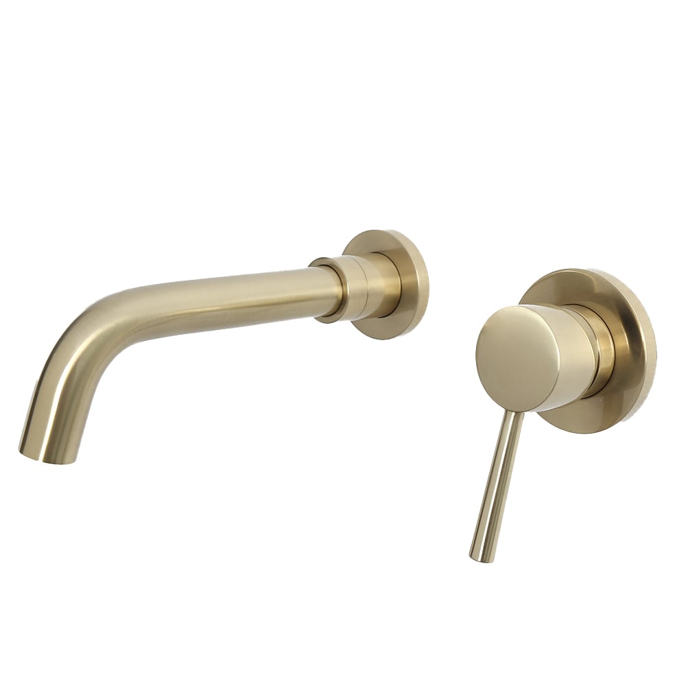 HMR - Wall Mounted Single Lever Bathroom Sink Swivel Faucet in Brushed Brass