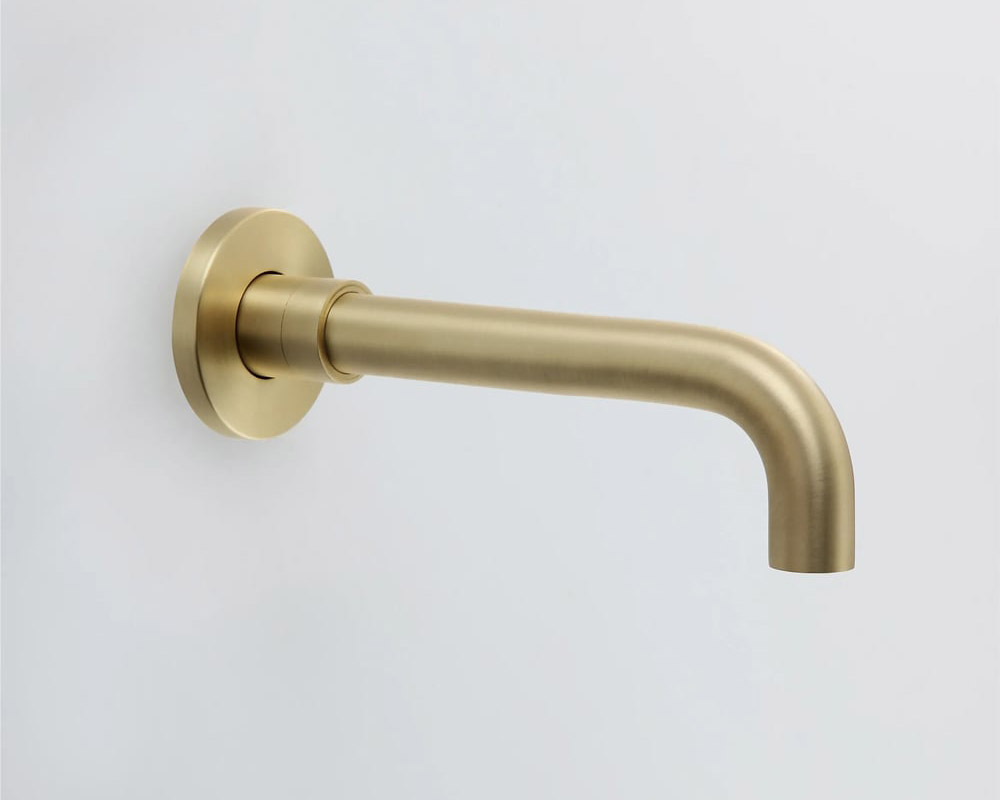 HMR - Wall Mounted Single Lever Bathroom Sink Swivel Faucet in Brushed Brass
