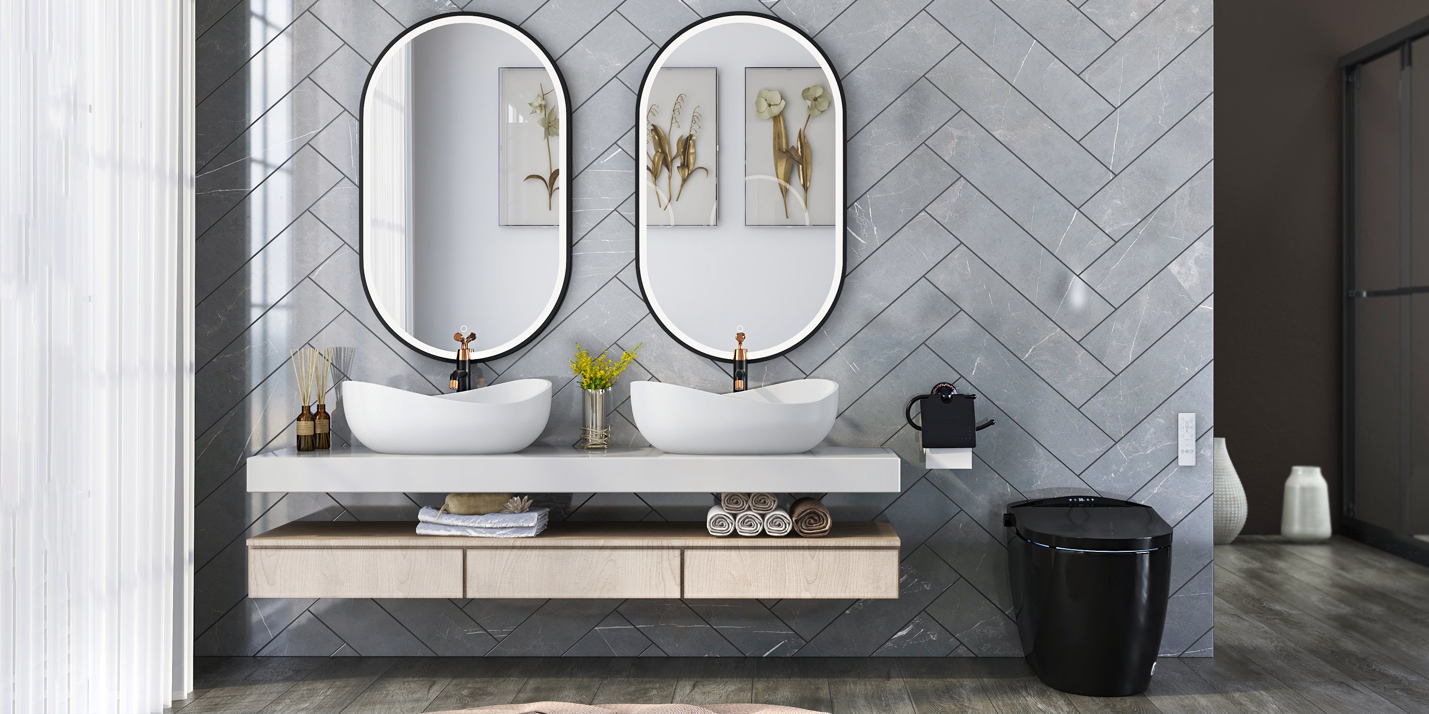 HMR Modern Bathroom Vessel Sink with Pop Up Drain - Matte White