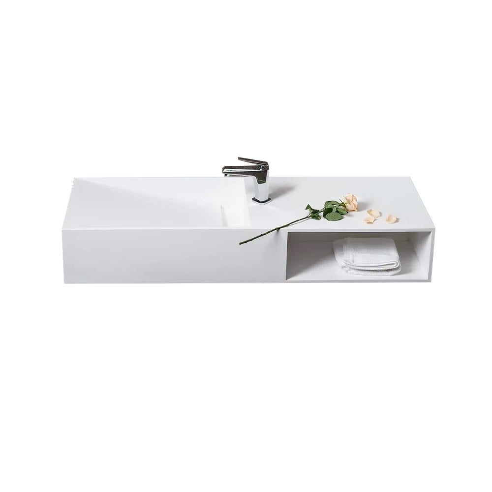 HMR - Wall-Mount Bathroom with Storage Cubby Hole in 35"L, Matte White